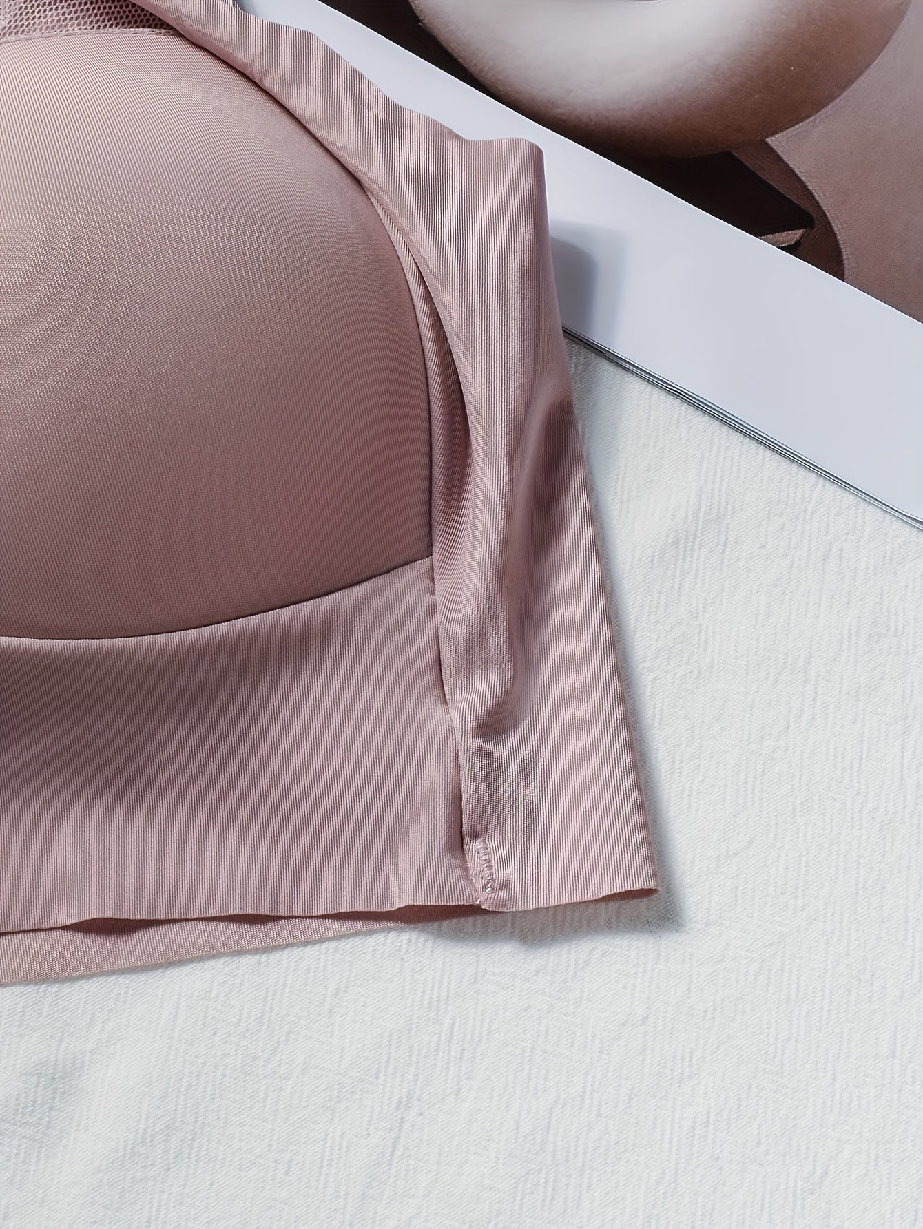 4pcs Seamless Wireless Bras for Women - Breathable Mesh, No Underwire, Full Coverage, Elegant Solid Colors (Black, Beige, Pink, Light Blue/Turquoise), Comfortable Everyday Wear | Simple Design Nylon-Elastic Fiber Blend
