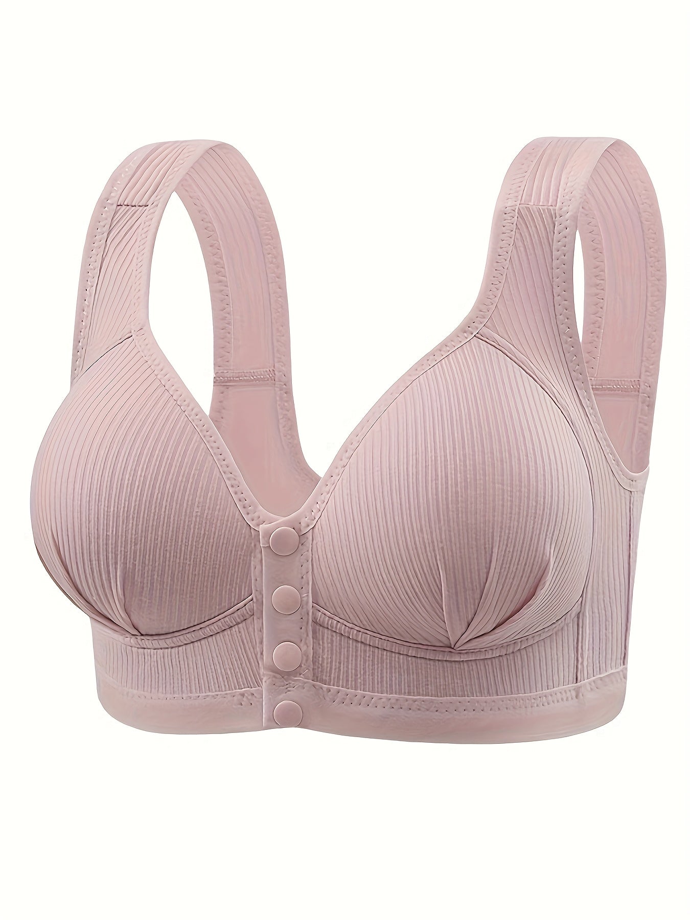6pcs Front Closure Bras - Wire-Free Everyday & Gym Bras with Full Coverage, Non-Premature Release Front Clasp, Soft Everyday Bras in Pastel Pink/Black/Red/Purple/Beige/ - for Women's Everyday, Workouts, Travel - Bulk Discount, Workout Support Bras, Smooth