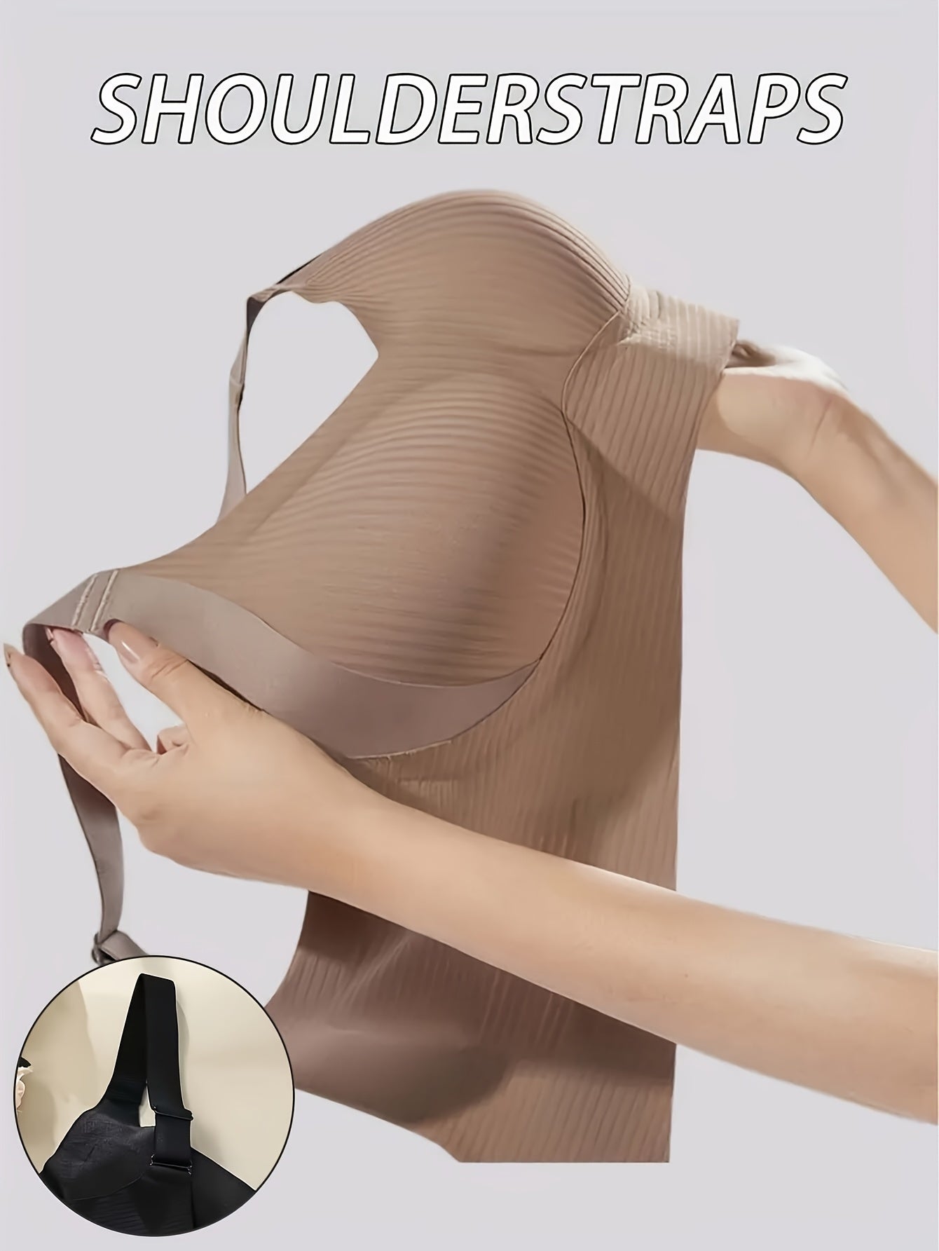 Women'S V-Neck Striped Bra Set of 8, Comfortable Wire-Free Bra, Support T-Shirt, Seamless Bra, Everyday Bra, Elegant Style
