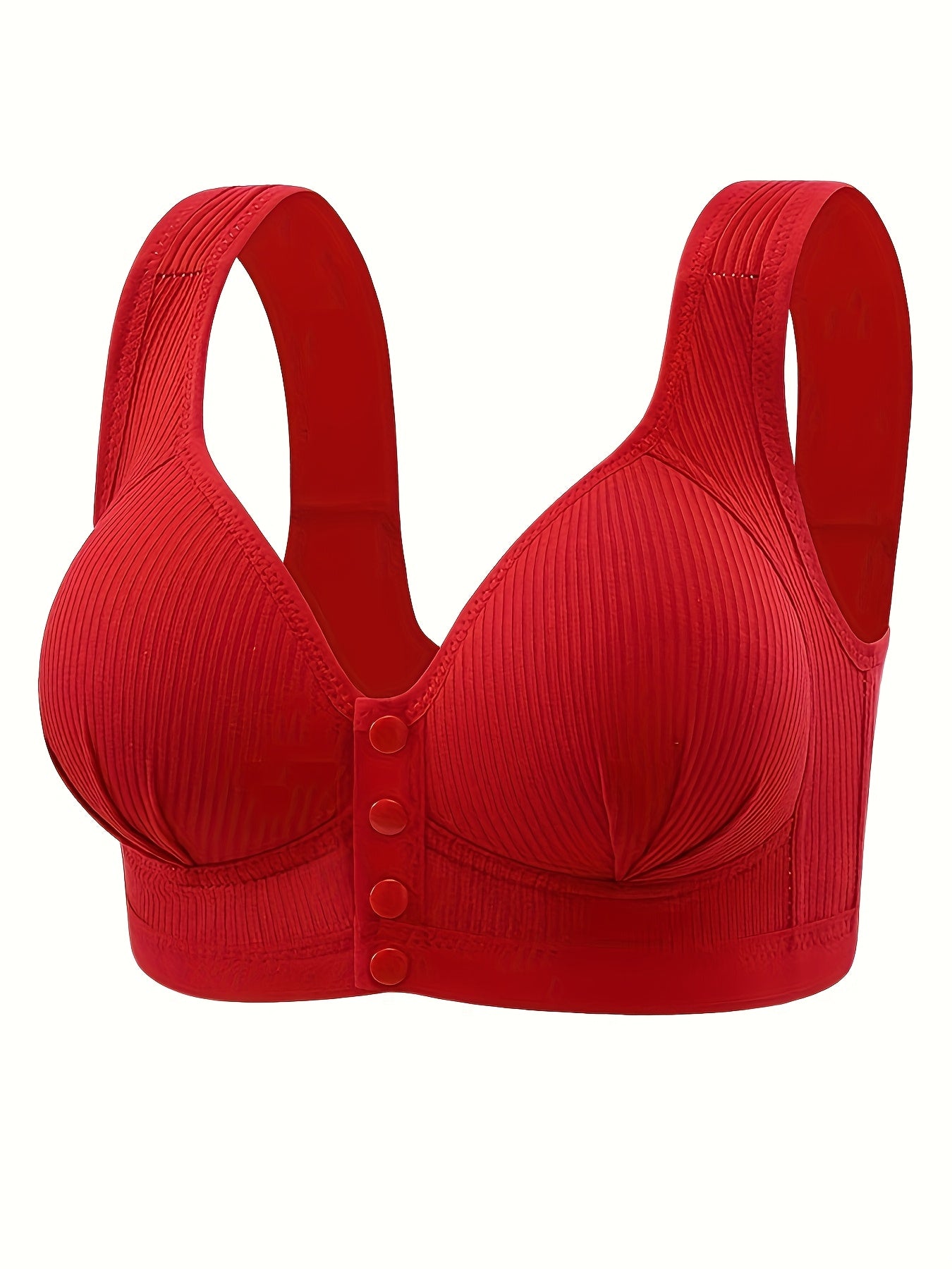 6pcs Front Closure Bras - Wire-Free Everyday & Gym Bras with Full Coverage, Non-Premature Release Front Clasp, Soft Everyday Bras in Pastel Pink/Black/Red/Purple/Beige/ - for Women's Everyday, Workouts, Travel - Bulk Discount, Workout Support Bras, Smooth