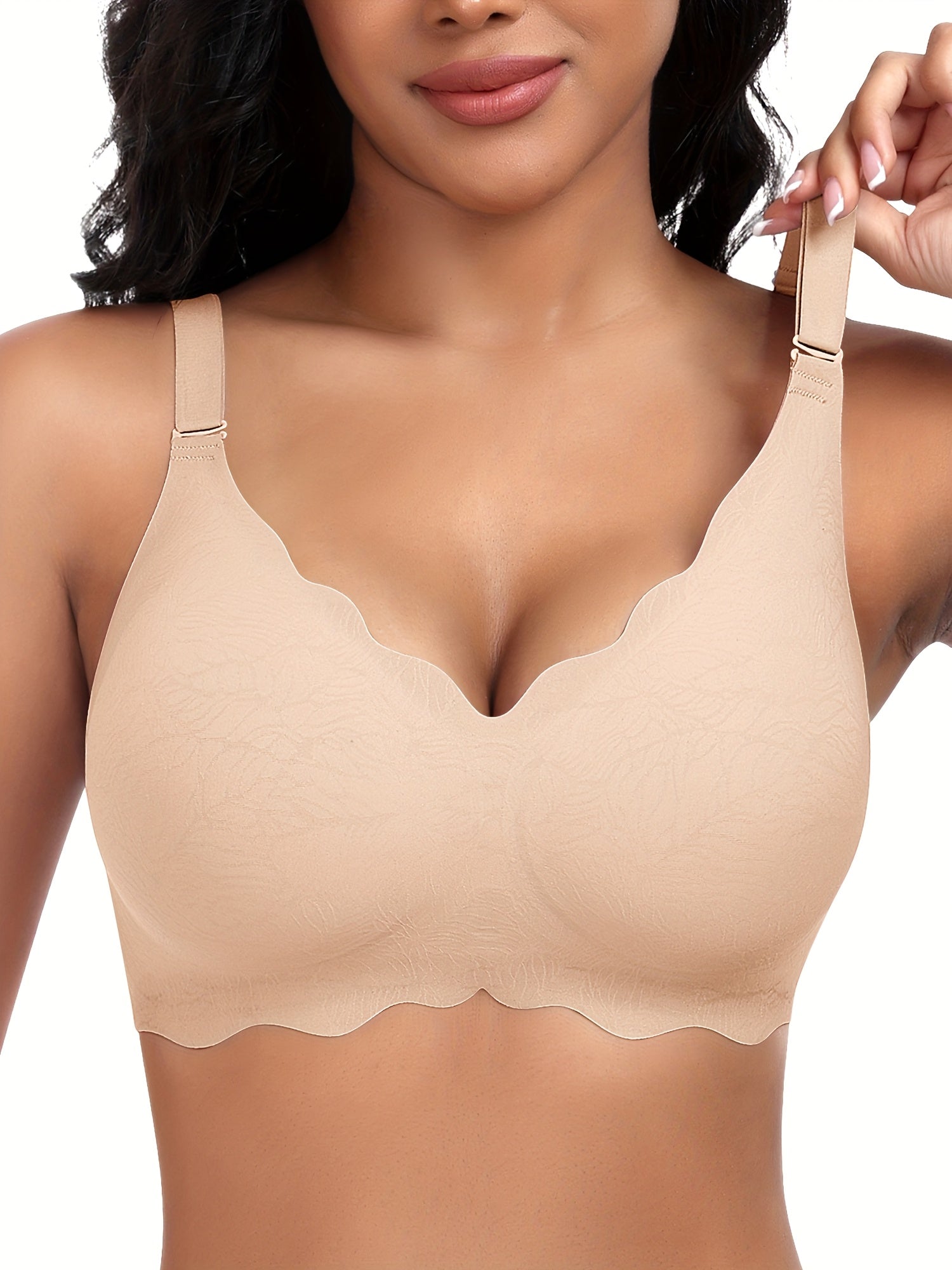 WERENA Women'S Wireless Seamless Bra with Removable Pads - Comfortable Everyday Underwear, No Underwire, Solid Color Design, Comfortable Undergarment, Minimalist Lingerie, No Underwire Bra
