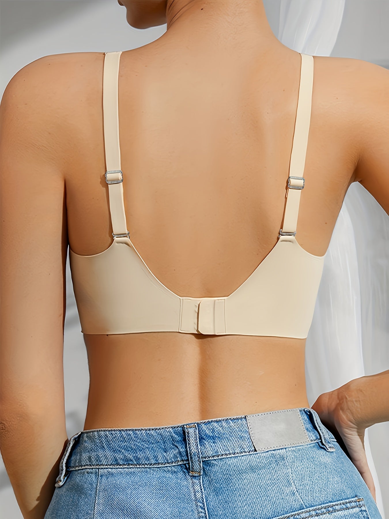 3pcs Seamless V-Neck Wireless Bras with Removable Pads - Ice Silky Cool & Breathable, Quick-Drying Support for Everyday Comfort, Beige/Nude, Black, Light Pink/Beige Blend, Versatile Undergarment | Detachable Padding Bra | Breathable Fabric