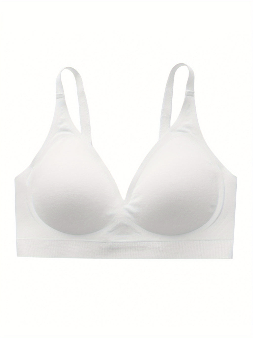 [Comfort Bras for Women] Wirefree Seamless Comfort Bras for Women - V-Neck Design, Adjustable Straps & Semi-Fixed Pads, High Support Full Coverage T-Shirt Bra, Elegant Casual Attire, Comfortable Fit, Casual Wear, Sleek Silhouette, Breathable Material,