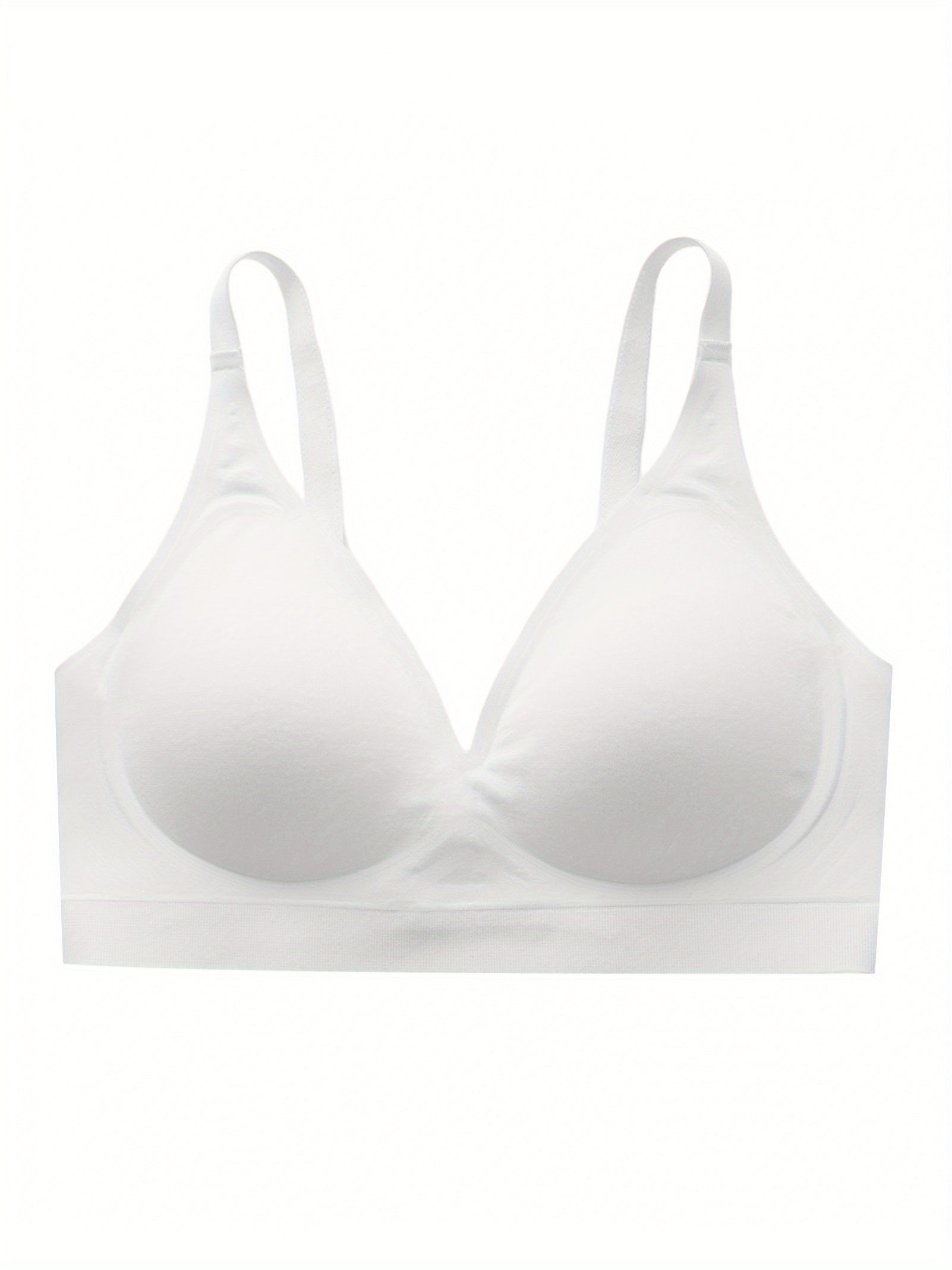 [Comfort Bras for Women] Wirefree Seamless Comfort Bras for Women - V-Neck Design, Adjustable Straps & Semi-Fixed Pads, High Support Full Coverage T-Shirt Bra, Elegant Casual Attire, Comfortable Fit, Casual Wear, Sleek Silhouette, Breathable Material,