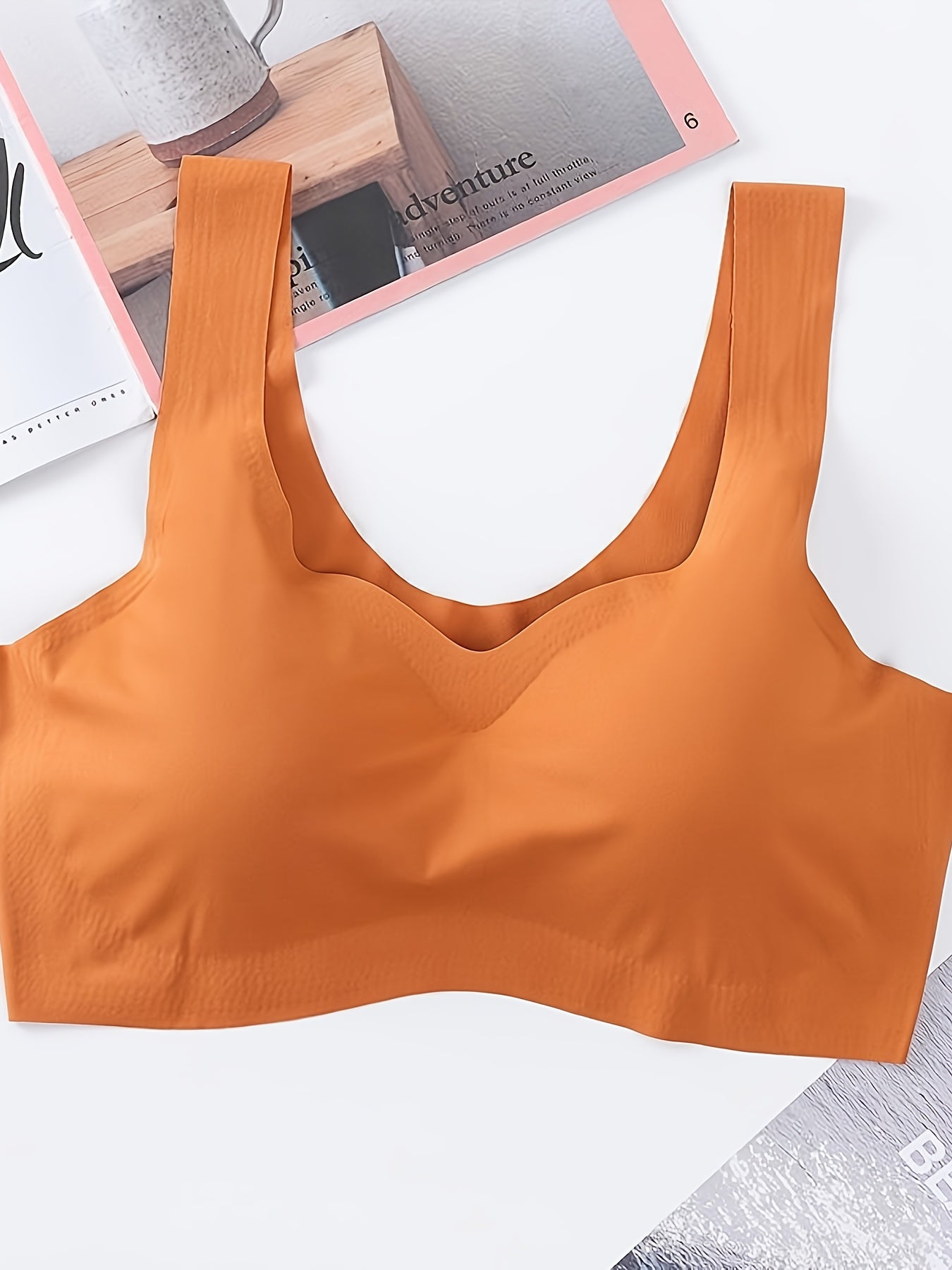 6-pack Large Size Seamless Underwear Without Steel Ring, Beautiful Back, Sports, Breathable, Anti-sagging, Sleeping Vest-style Gathered Women's Bra, Suitable for Leisure And Home Wear