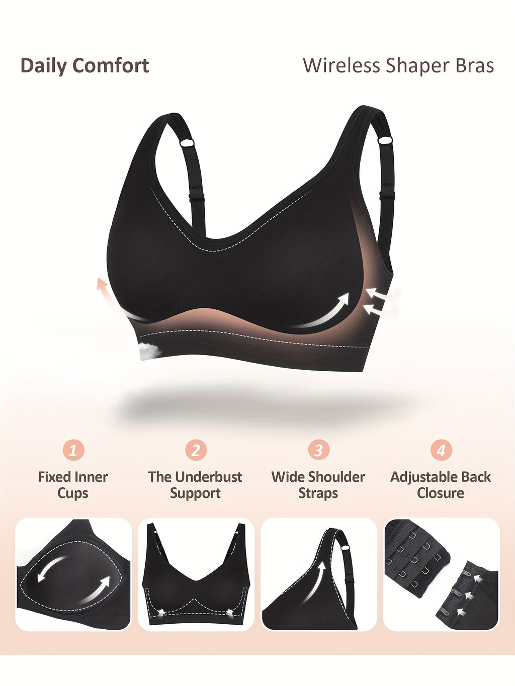Seamless Bras Wireless Bralettes For Women, No Wire Unlined Comfort Buttery Soft For Sleep Everyday Bras
