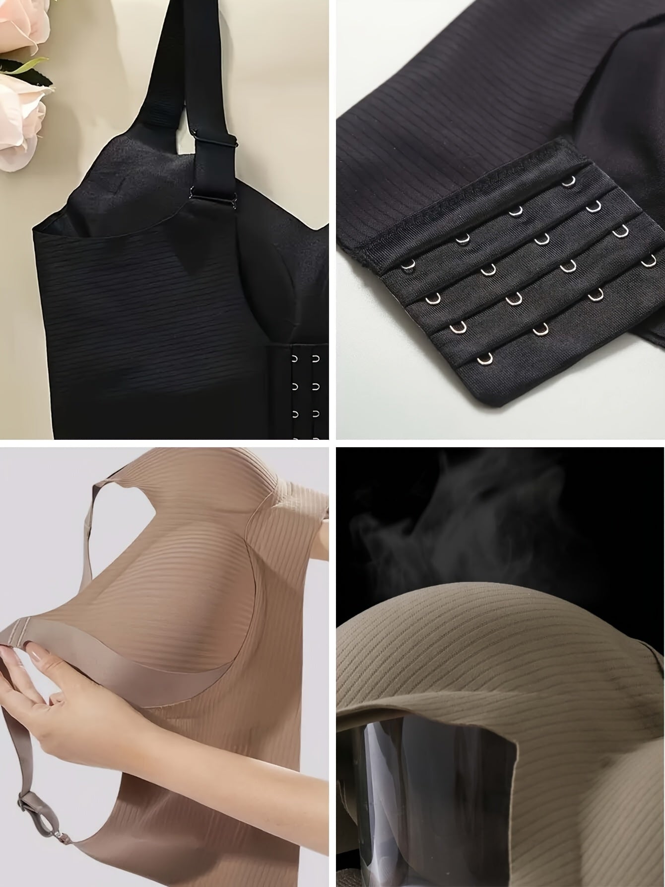 Women'S V-Neck Striped Bra Set of 8, Comfortable Wire-Free Bra, Support T-Shirt, Seamless Bra, Everyday Bra, Elegant Style