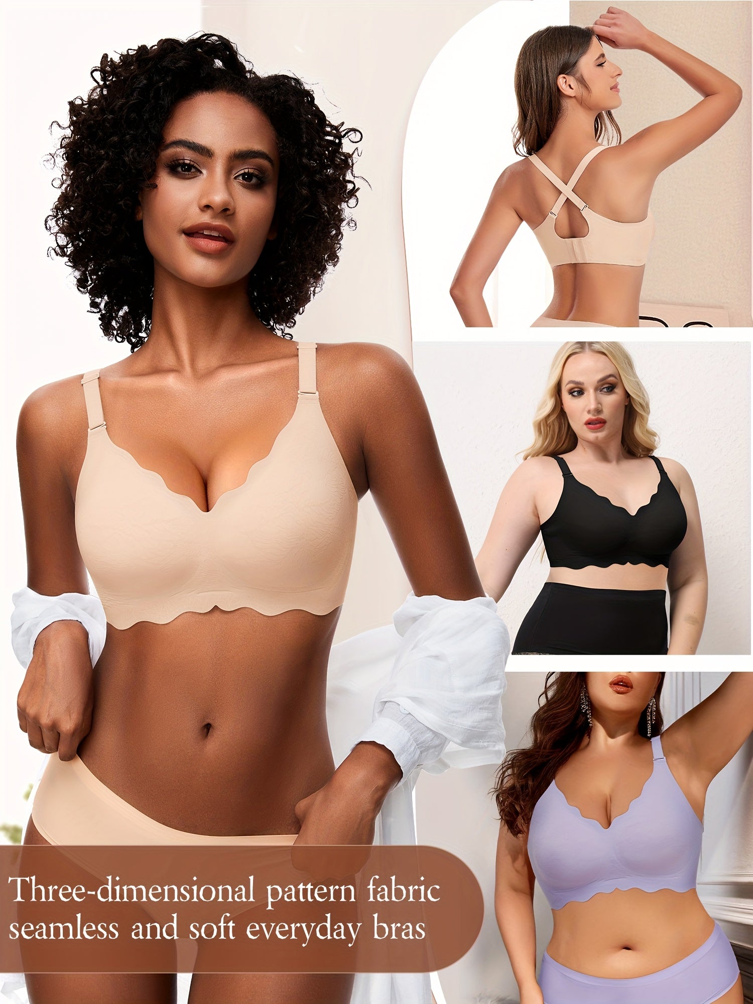WERENA Women'S Wireless Seamless Bra with Removable Pads - Comfortable Everyday Underwear, No Underwire, Solid Color Design, Comfortable Undergarment, Minimalist Lingerie, No Underwire Bra