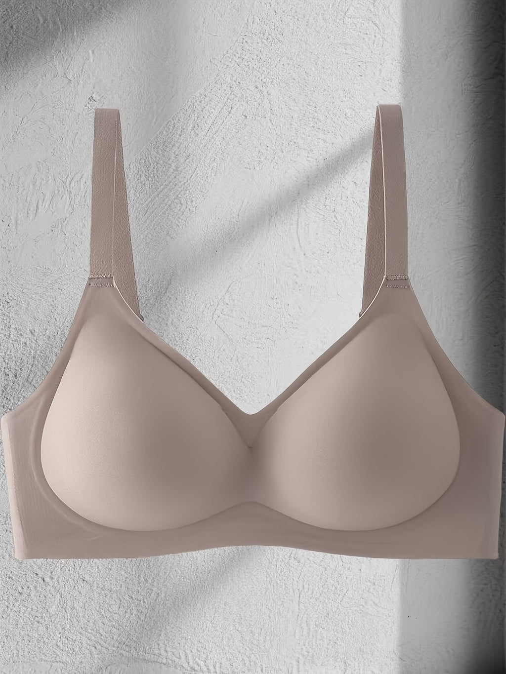 [Wireless Push-Up Bras] 3pcs Women's Wireless Push-Up Bras Set - Seamless T-Shirt Style, Soft Nylon/Spandex Blend, Palm Support, Medium Lift, Non-Removable Pads, Thin Comfort Straps, Black & Beige, Ideal for Daily Wear & Special Occasions