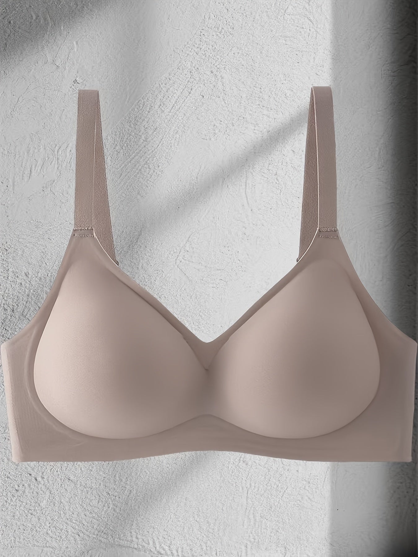 [Wireless Push-Up Bras] 3pcs Women's Wireless Push-Up Bras Set - Seamless T-Shirt Style, Soft Nylon/Spandex Blend, Palm Support, Medium Lift, Non-Removable Pads, Thin Comfort Straps, Black & Beige, Ideal for Daily Wear & Special Occasions