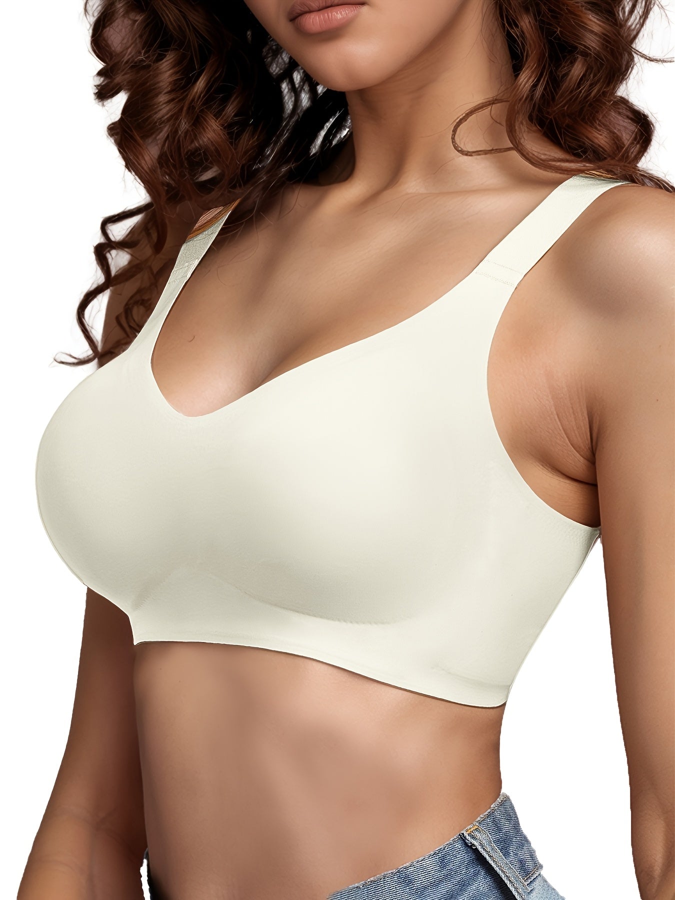 5pcs EssElegance Adjustable Back Hook Seamless Wire-Free High-Impact Sports Bras with Removable Pads, V-Neck Comfort Fit for Gym, Outdoor & Daily Wear (Black/White/Light Pink/Beige/Pink), Gym Wear, Adjustable Straps, Durable Construction, Supportive Bra,