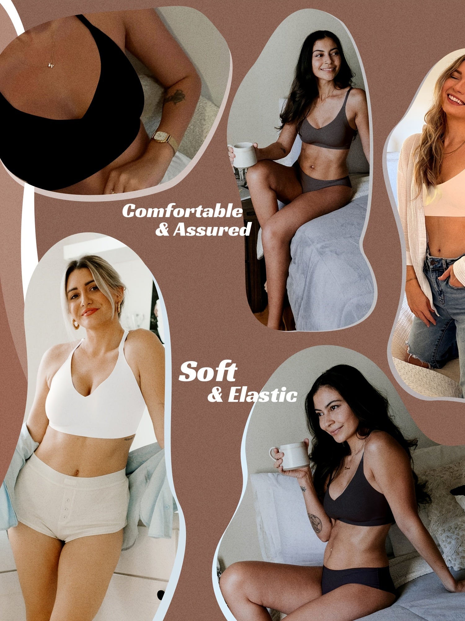 Wirefree Seamless Comfort Bra -V Neck, Semi-Padded, Adjustable Straps, Everyday T-Shirt Bra for Women