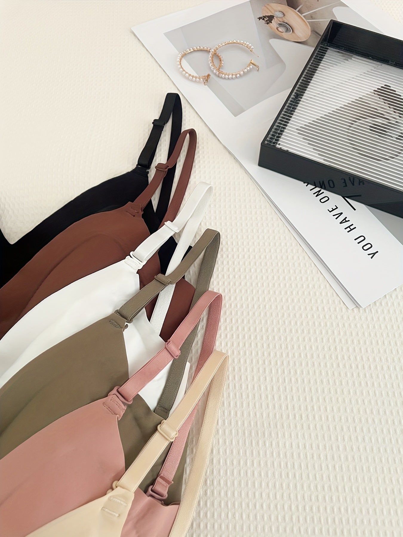 6pcs Women'S Seamless Wireless Bras - Comfortable, Thin Design, Full Coverage, Anti-Sagging & Lift, Nylon Fabric, Smooth Silhouette, High Support, Elegant Neckline Style