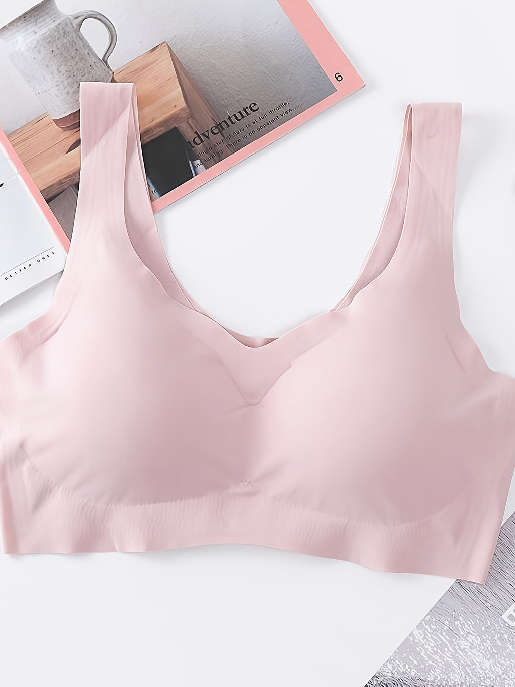 6-pack Large Size Seamless Underwear Without Steel Ring, Beautiful Back, Sports, Breathable, Anti-sagging, Sleeping Vest-style Gathered Women's Bra, Suitable for Leisure And Home Wear