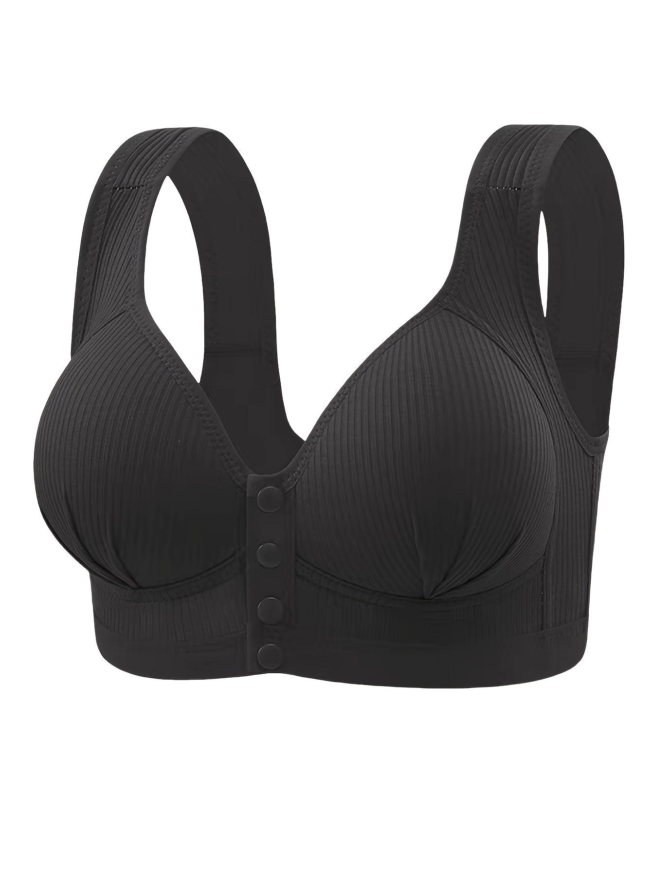 6pcs Front Closure Bras - Wire-Free Everyday & Gym Bras with Full Coverage, Non-Premature Release Front Clasp, Soft Everyday Bras in Pastel Pink/Black/Red/Purple/Beige/ - for Women's Everyday, Workouts, Travel - Bulk Discount, Workout Support Bras, Smooth