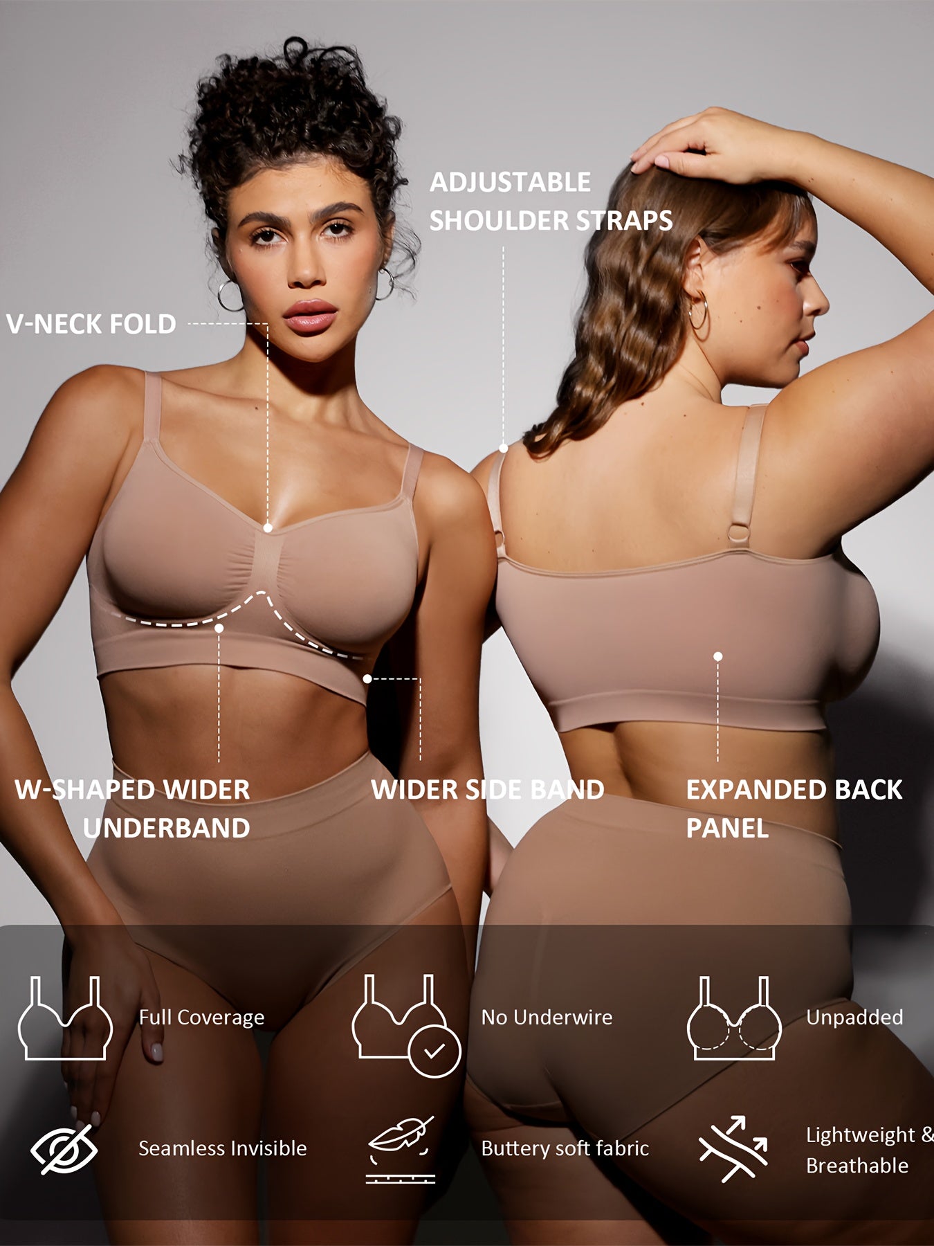Comfortable Seamless Underwear Sports Bras For Women - Soft Padded With Adjustable Straps And Hook, No Underwire, Breathable And Sweat-Wicking, Ideal For Yoga, Running