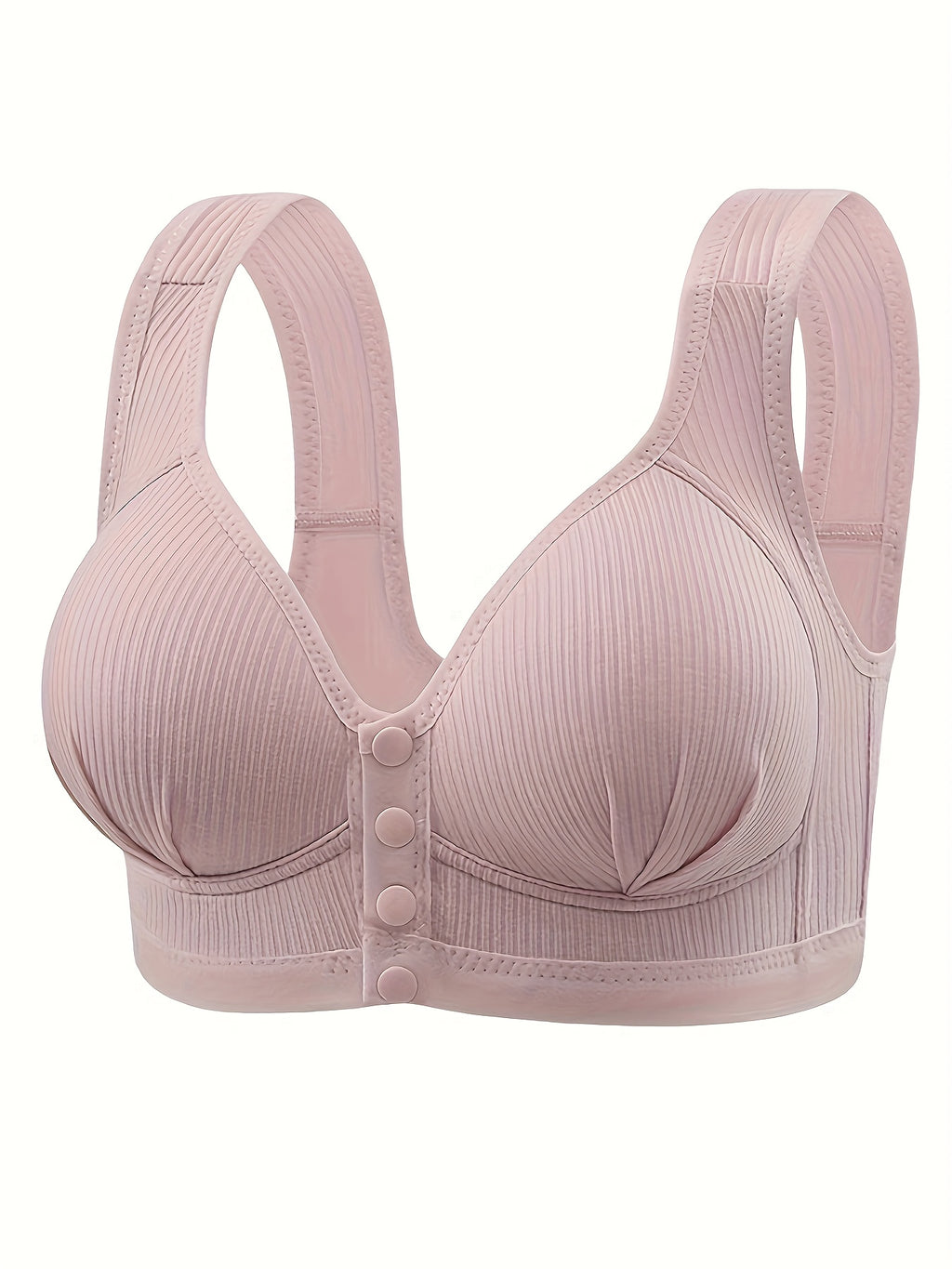 6pcs Front Closure Bras - Wire-Free Everyday & Gym Bras with Full Coverage, Non-Premature Release Front Clasp, Soft Everyday Bras in Pastel Pink/Black/Red/Purple/Beige/ - for Women's Everyday, Workouts, Travel - Bulk Discount, Workout Support Bras, Smooth