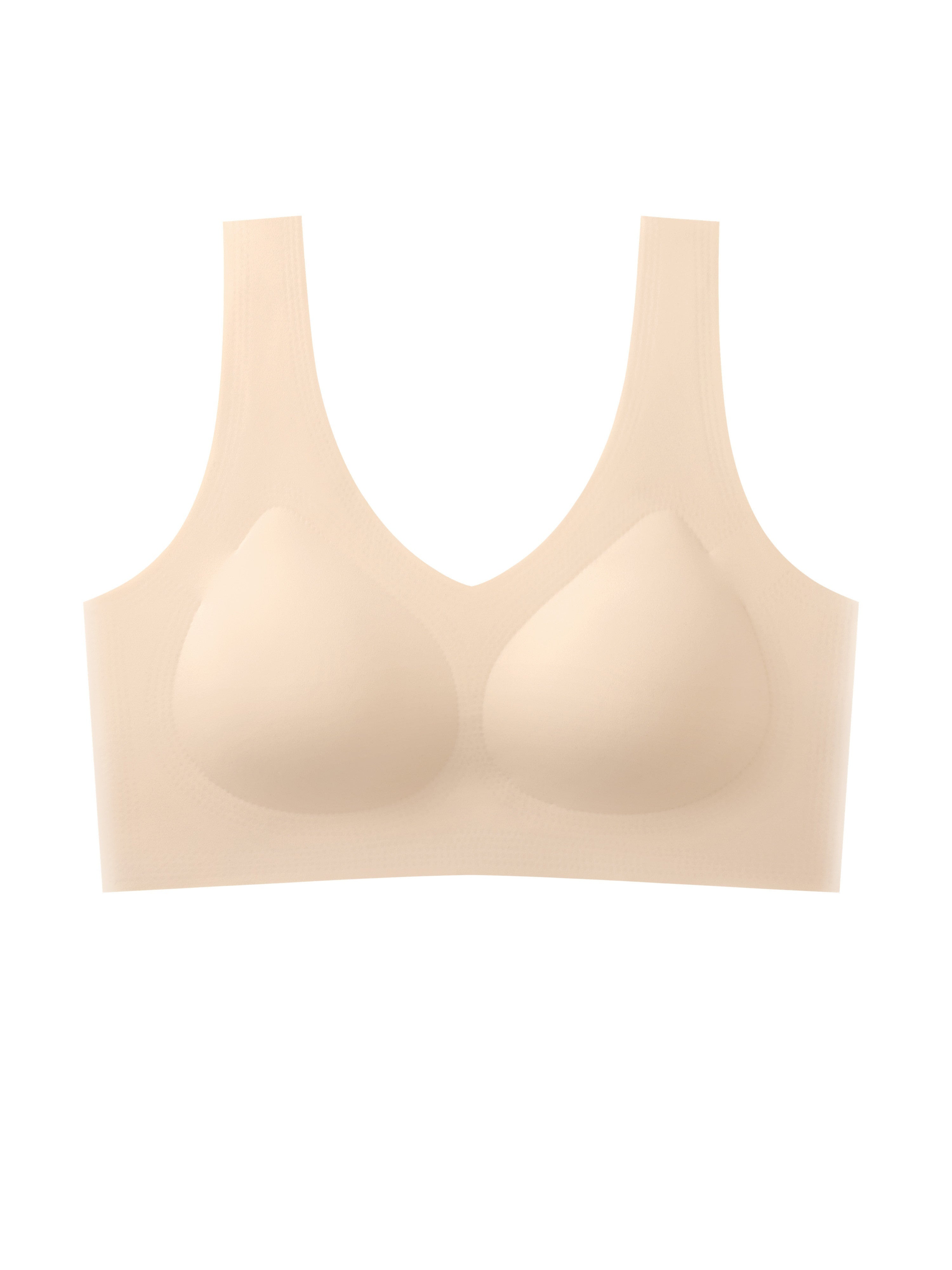 [Seamless Wire-Free Bralettes] 4pcs Seamless Wire-Free Bralettes & Push-Up One-Piece Breast Wraps - Traceless Comfort, Cross-Back Design, Non-Removable Pads, 4 Colors (Beige/Pink/Light Green/Black) for Everyday & Clothing