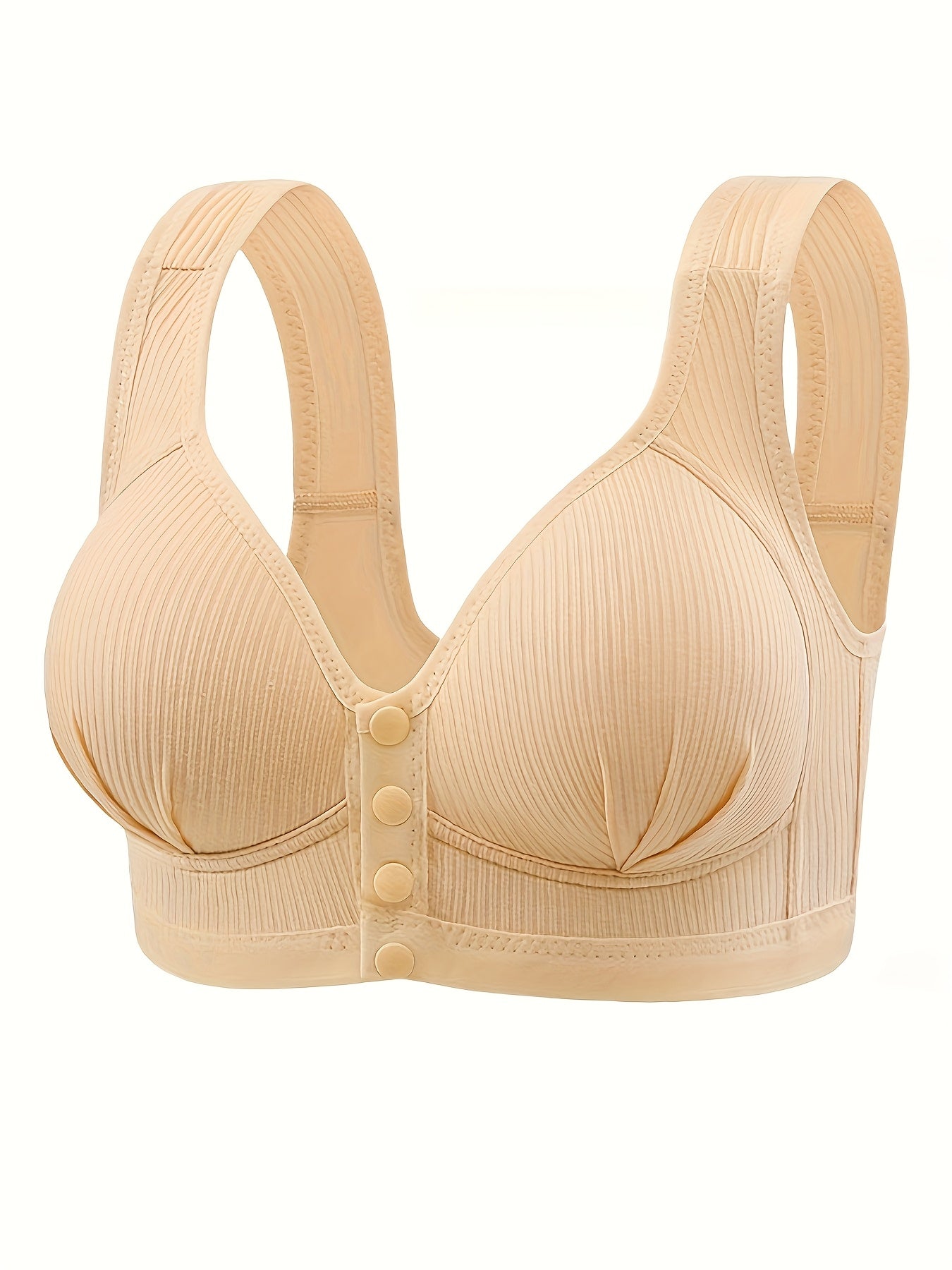 6pcs Front Closure Bras - Wire-Free Everyday & Gym Bras with Full Coverage, Non-Premature Release Front Clasp, Soft Everyday Bras in Pastel Pink/Black/Red/Purple/Beige/ - for Women's Everyday, Workouts, Travel - Bulk Discount, Workout Support Bras, Smooth
