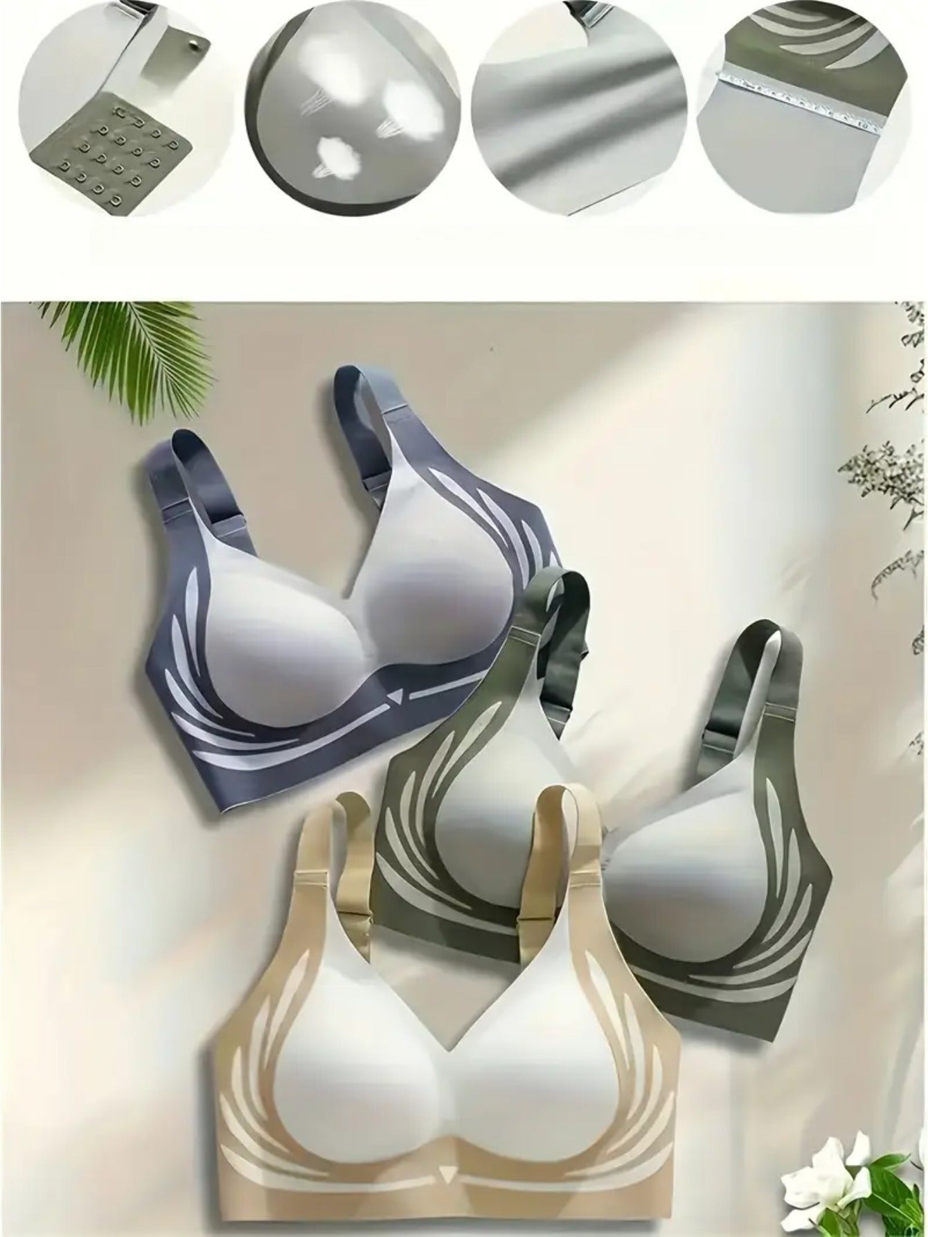 6pcs Seamless Push Up Bralettes for Women - Wire-Free Medium Support, Non-Slip Soft Fabric, Solid & Color Block Design, Comfortable Daily Wear for Casual Outfits