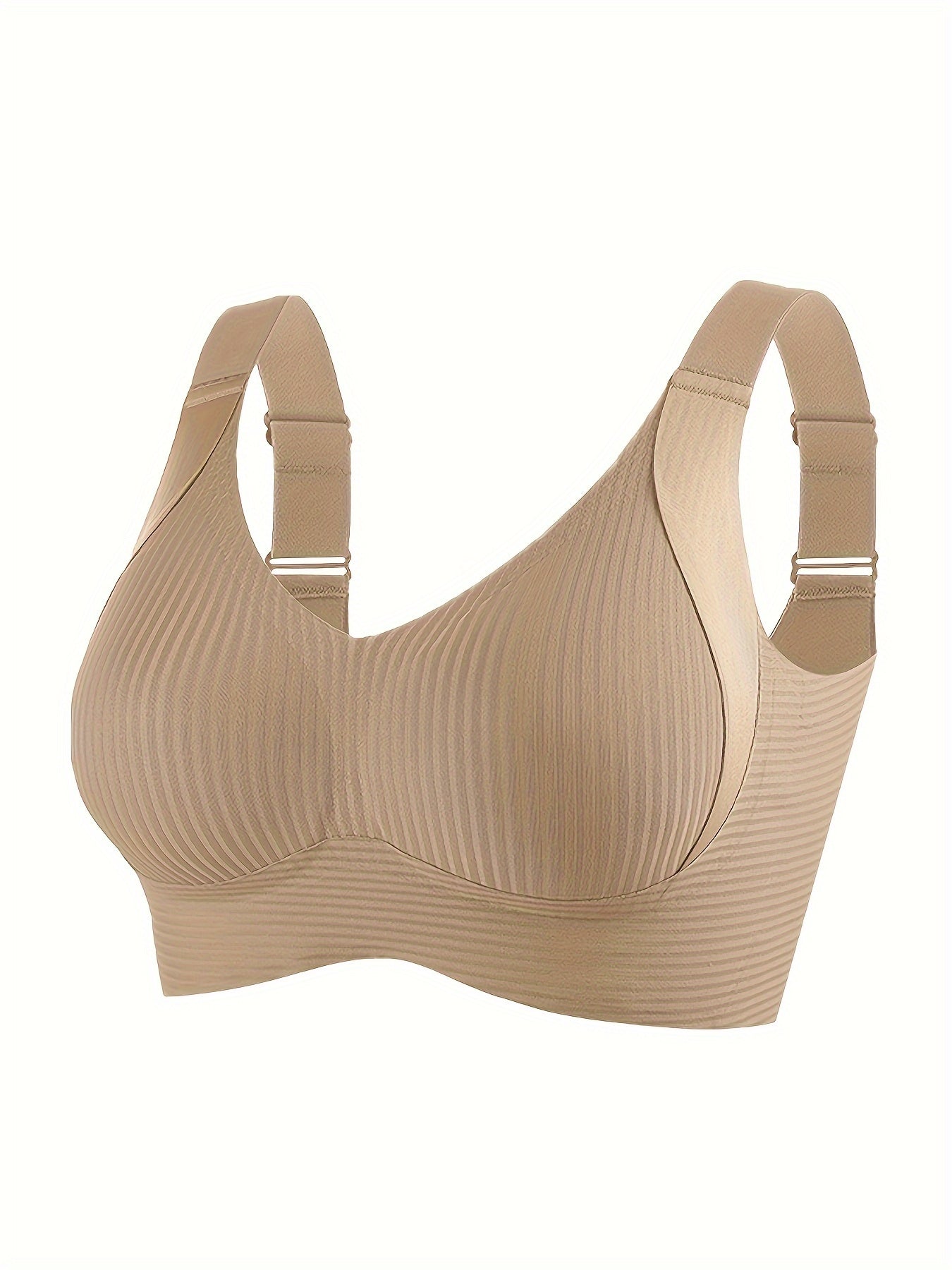 Women'S V-Neck Striped Bra Set of 8, Comfortable Wire-Free Bra, Support T-Shirt, Seamless Bra, Everyday Bra, Elegant Style