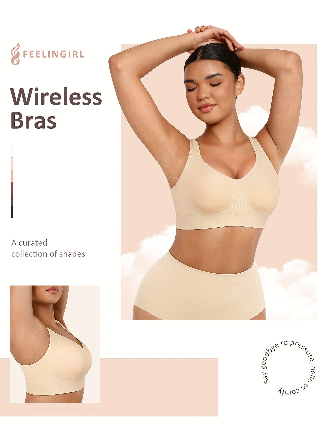 Seamless Bras Wireless Bralettes For Women, No Wire Unlined Comfort Buttery Soft For Sleep Everyday Bras