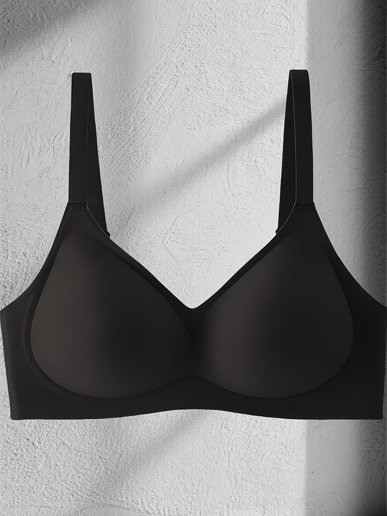 [Wireless Push-Up Bras] 3pcs Women's Wireless Push-Up Bras Set - Seamless T-Shirt Style, Soft Nylon/Spandex Blend, Palm Support, Medium Lift, Non-Removable Pads, Thin Comfort Straps, Black & Beige, Ideal for Daily Wear & Special Occasions