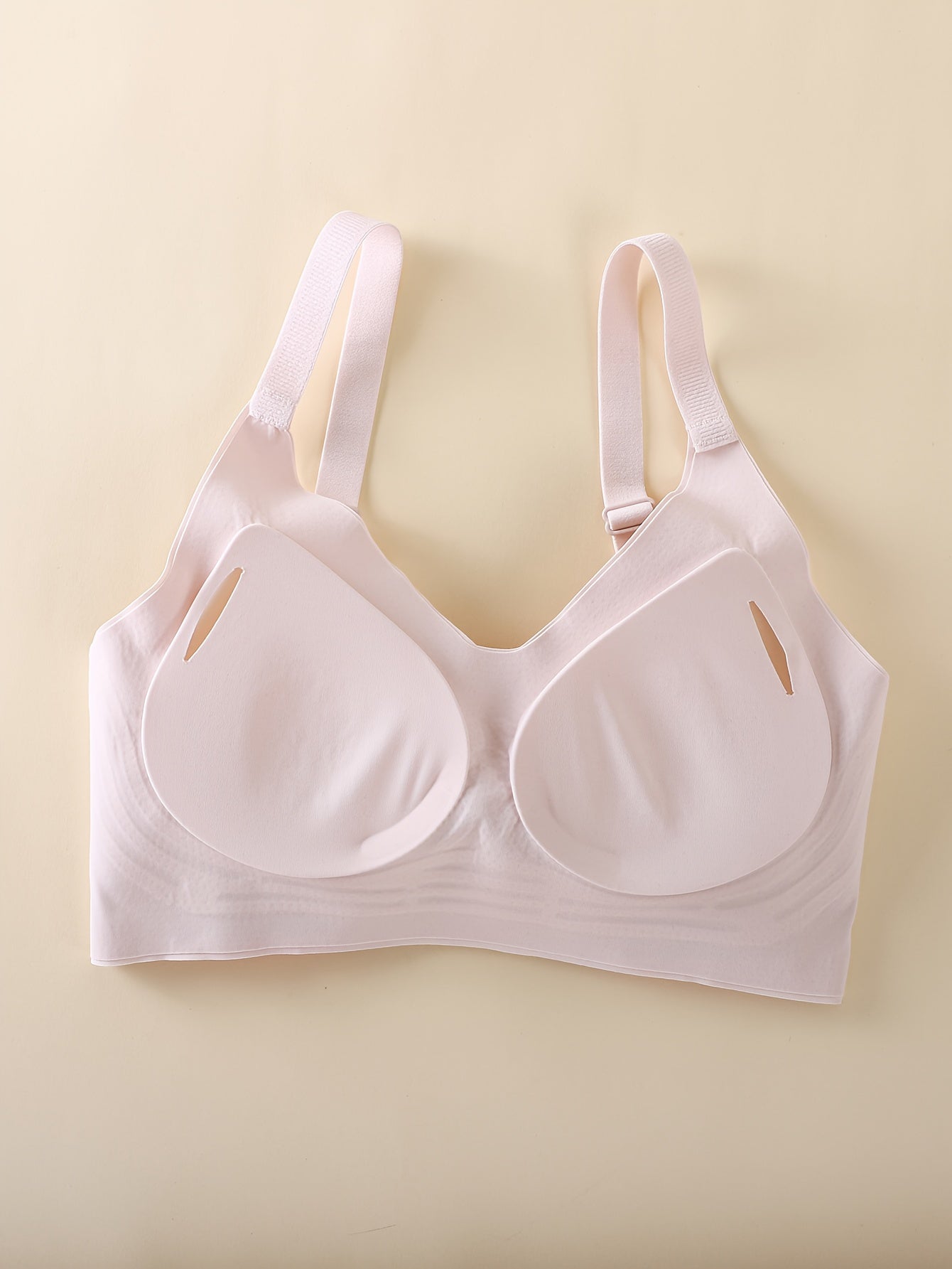 4pcs Women'S Seamless Wireless Bras - Medium Support with Wide Straps & Built-In Padding, Breathable Comfort for Gym, Training & Casual Attire - 4 Colors (Black/Beige/Light Brown/Blush Pink), Gym Workout Clothes, Vneck Bralette, Adjustable Straps,