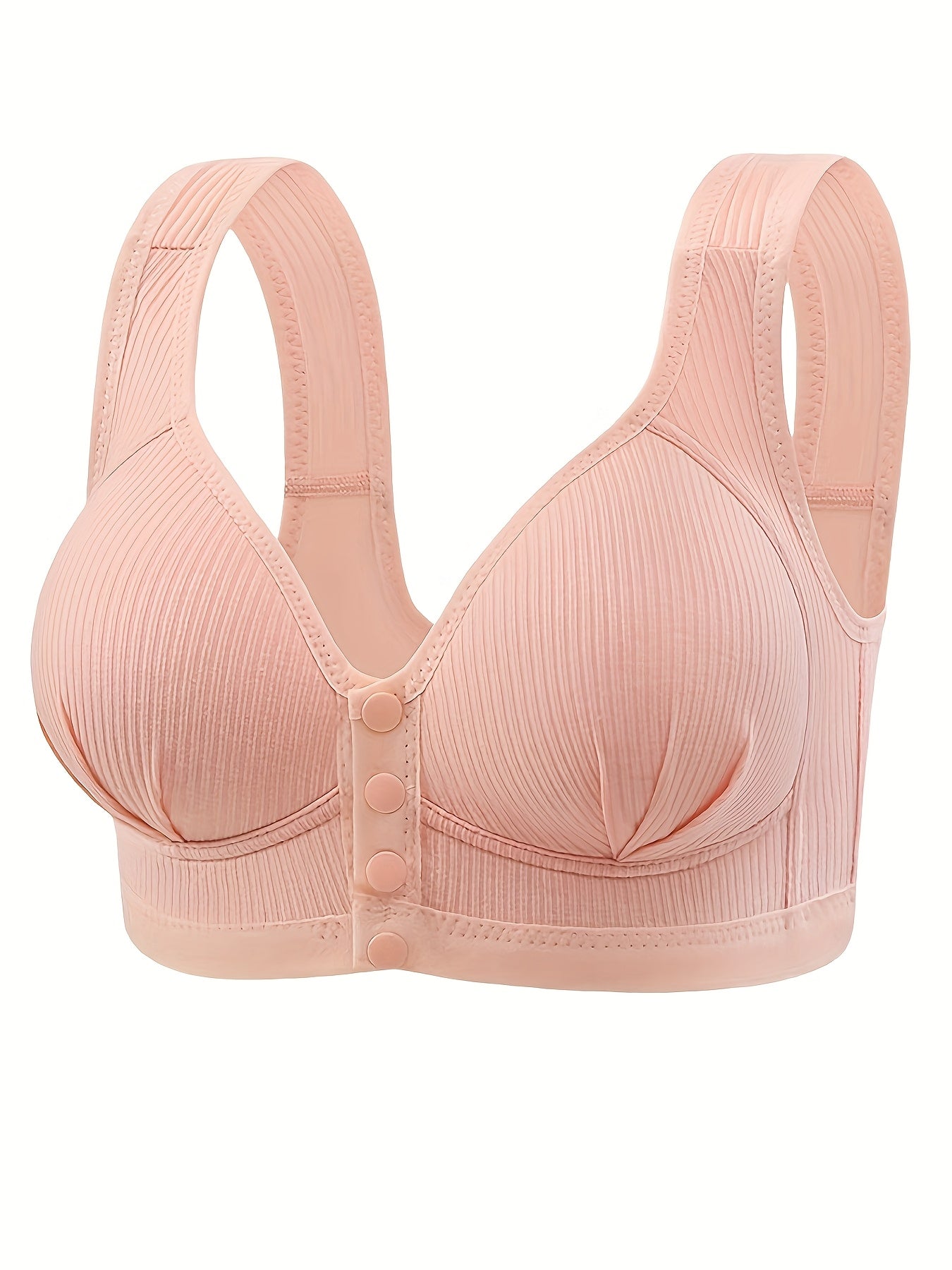 6pcs Front Closure Bras - Wire-Free Everyday & Gym Bras with Full Coverage, Non-Premature Release Front Clasp, Soft Everyday Bras in Pastel Pink/Black/Red/Purple/Beige/ - for Women's Everyday, Workouts, Travel - Bulk Discount, Workout Support Bras, Smooth