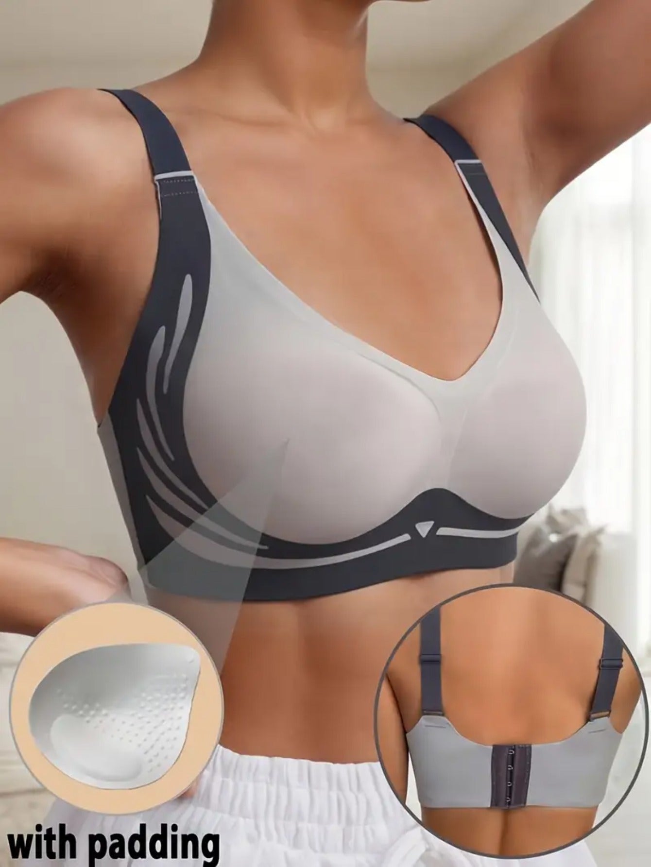 6pcs Seamless Push Up Bralettes for Women - Wire-Free Medium Support, Non-Slip Soft Fabric, Solid & Color Block Design, Comfortable Daily Wear for Casual Outfits