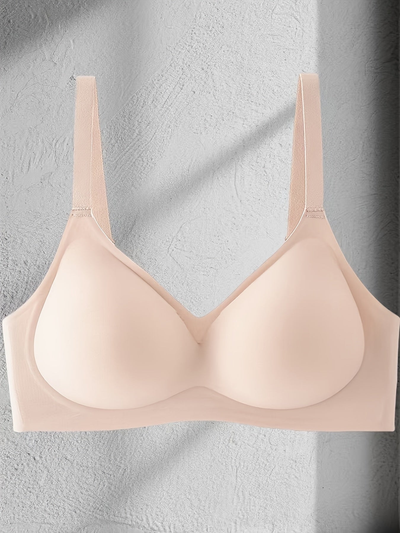 [Wireless Push-Up Bras] 3pcs Women's Wireless Push-Up Bras Set - Seamless T-Shirt Style, Soft Nylon/Spandex Blend, Palm Support, Medium Lift, Non-Removable Pads, Thin Comfort Straps, Black & Beige, Ideal for Daily Wear & Special Occasions