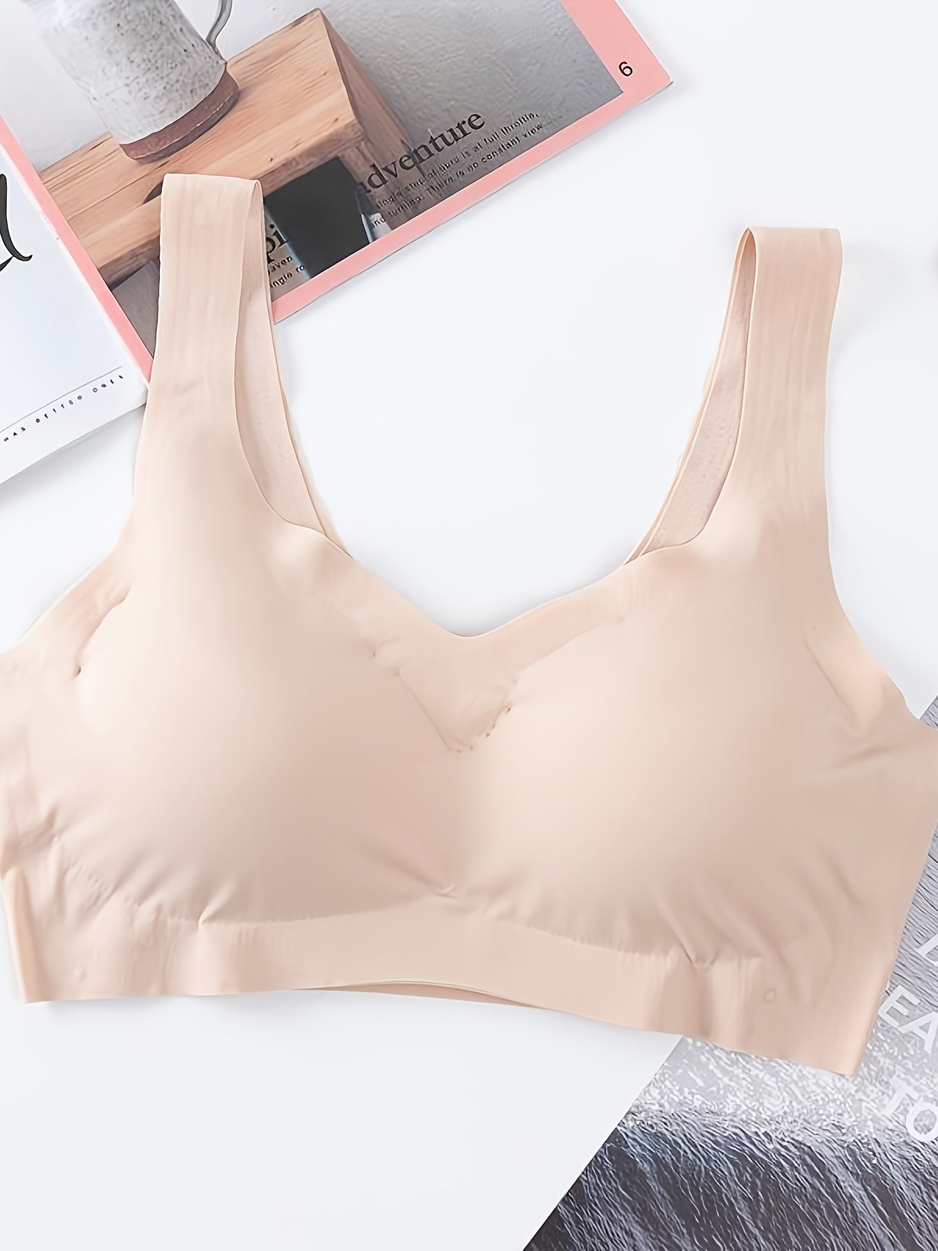 6-pack Large Size Seamless Underwear Without Steel Ring, Beautiful Back, Sports, Breathable, Anti-sagging, Sleeping Vest-style Gathered Women's Bra, Suitable for Leisure And Home Wear