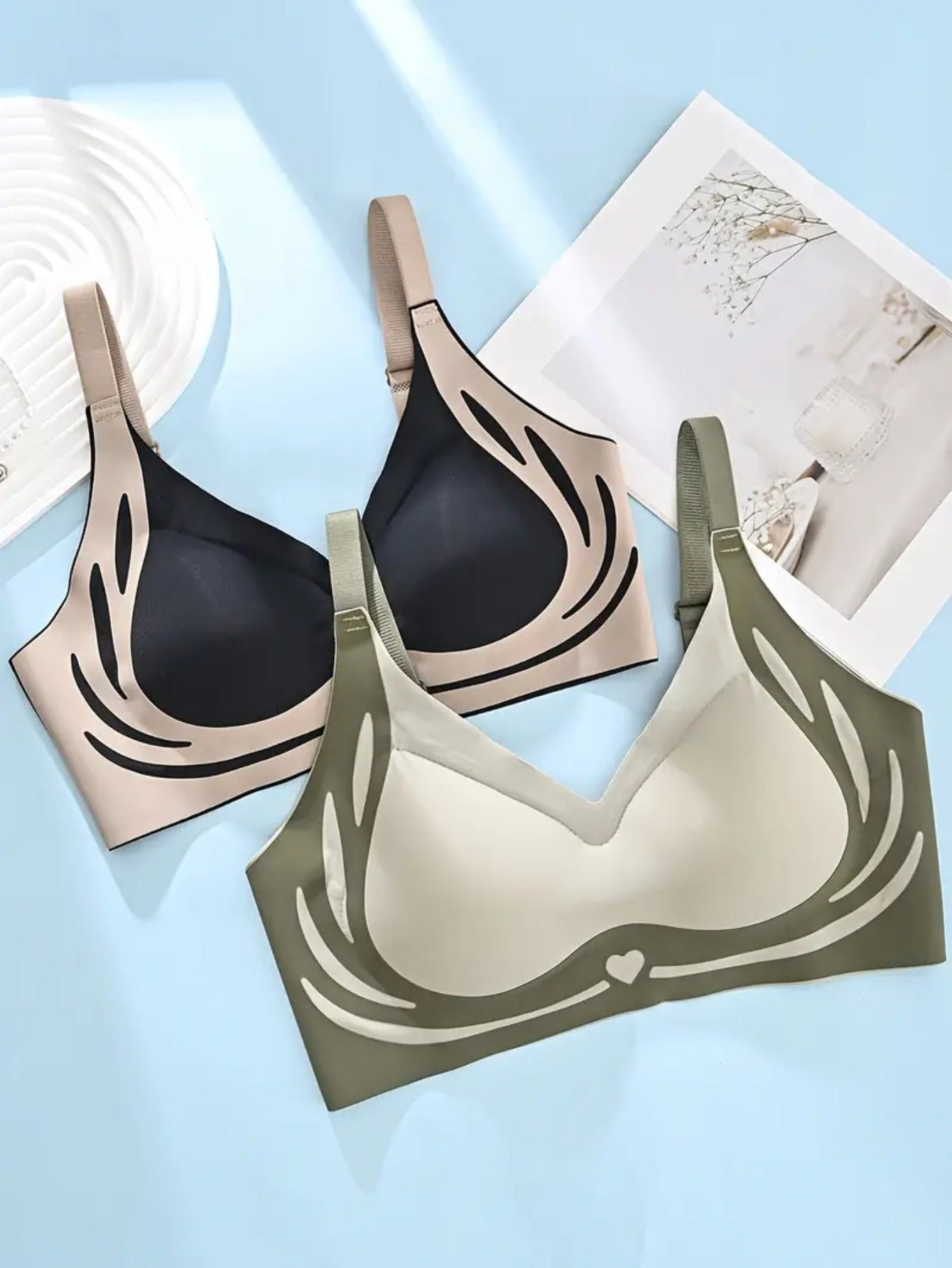 6pcs Seamless Push Up Bralettes for Women - Wire-Free Medium Support, Non-Slip Soft Fabric, Solid & Color Block Design, Comfortable Daily Wear for Casual Outfits