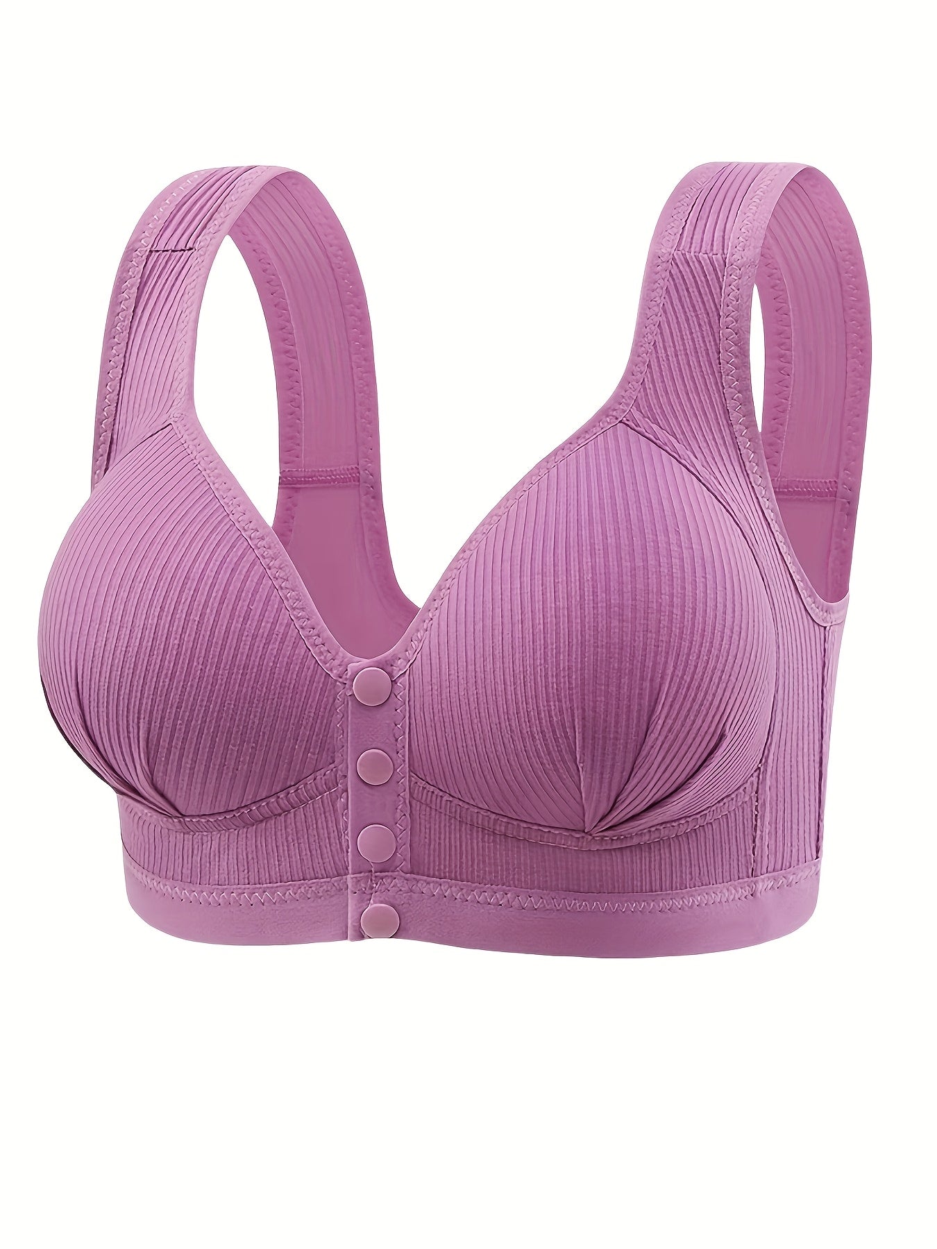 6pcs Front Closure Bras - Wire-Free Everyday & Gym Bras with Full Coverage, Non-Premature Release Front Clasp, Soft Everyday Bras in Pastel Pink/Black/Red/Purple/Beige/ - for Women's Everyday, Workouts, Travel - Bulk Discount, Workout Support Bras, Smooth
