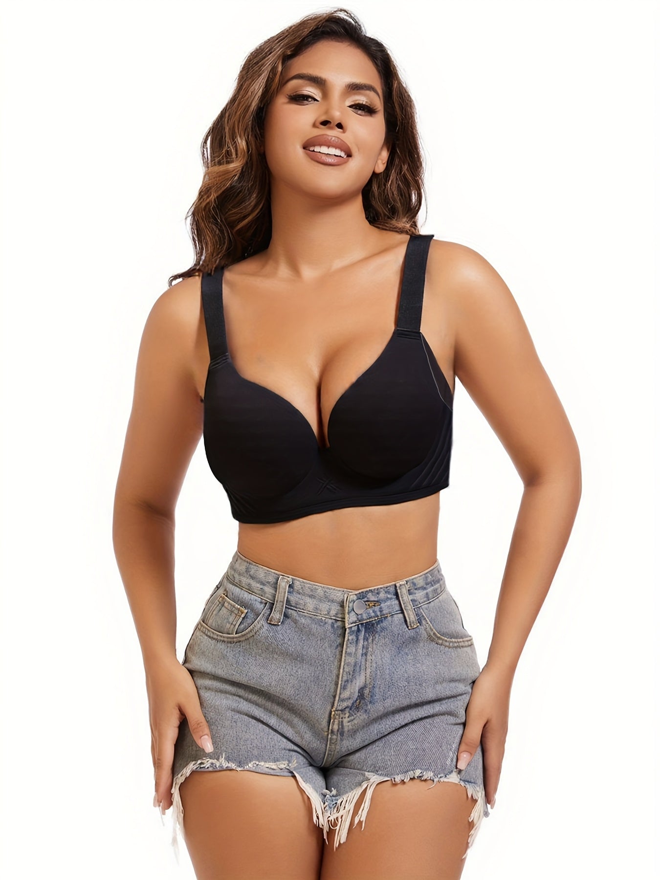 3pcs New Comfortable Seamless Underwear for Women, Thin Deep V, Posterior Contour, Anti-Sagging, No Underwire, Small Bust, Gathered
