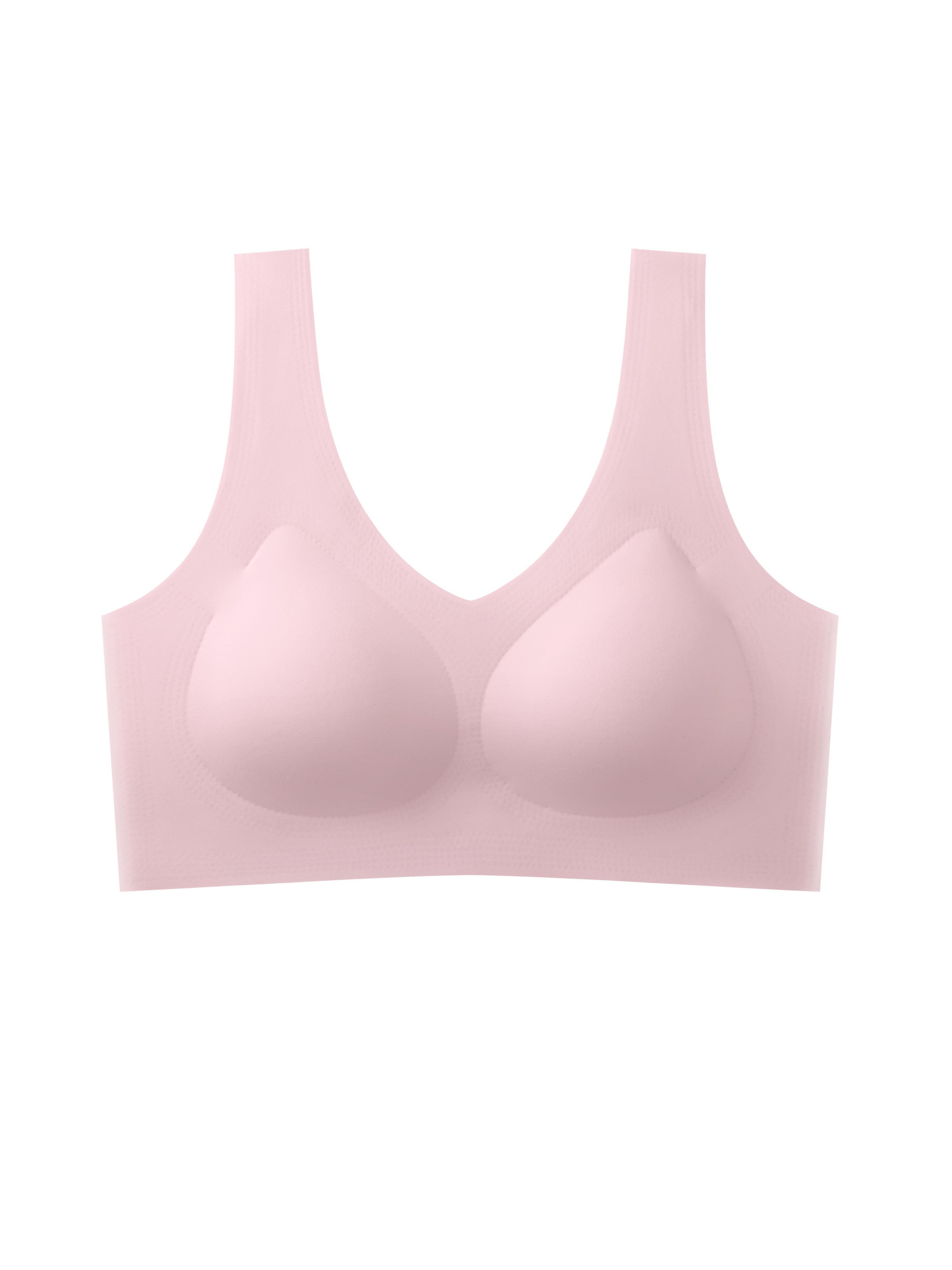 [Seamless Wire-Free Bralettes] 4pcs Seamless Wire-Free Bralettes & Push-Up One-Piece Breast Wraps - Traceless Comfort, Cross-Back Design, Non-Removable Pads, 4 Colors (Beige/Pink/Light Green/Black) for Everyday & Clothing